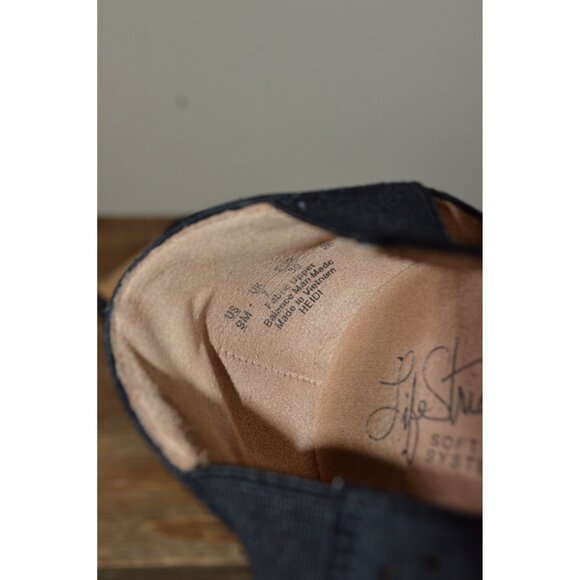 Life Stride Women’s Heidi Slip On Cork Wedge Open Toe Sandals Black Size 9M - Picture 8 of 8